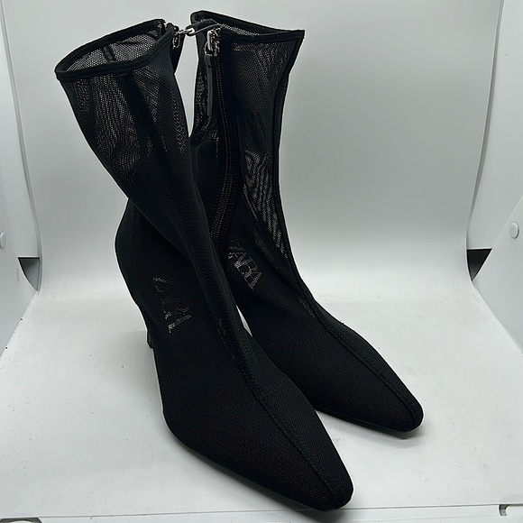 Zara Shoes - Zara NWT Sexy Black Mesh Ankle Booties Boots Shoes **Size 37/US 6.5**🔥🔥